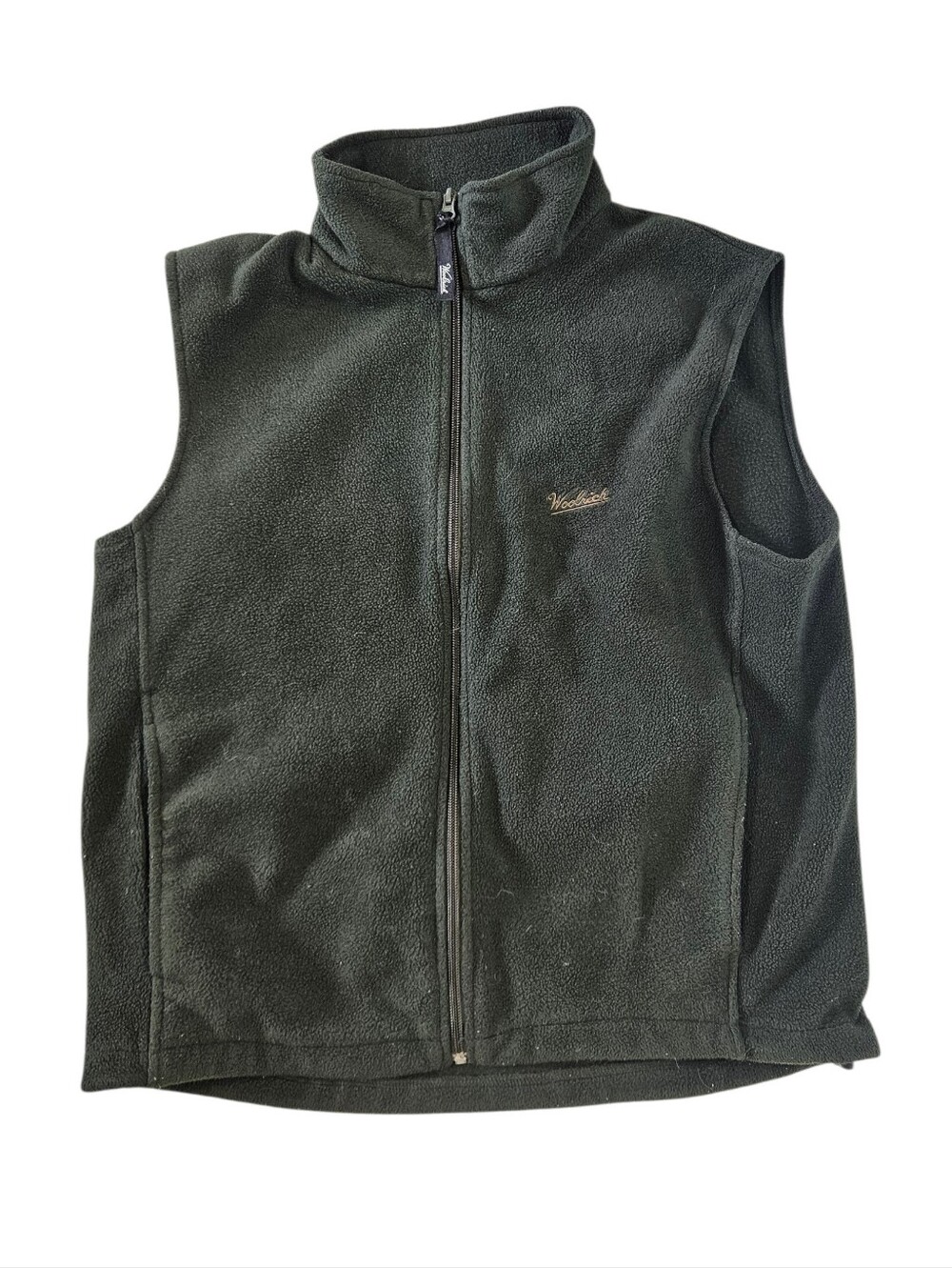 Woolrich Men’s Medium Olive Green Full Zip Fleece Vest Outdoor Hiking Camping